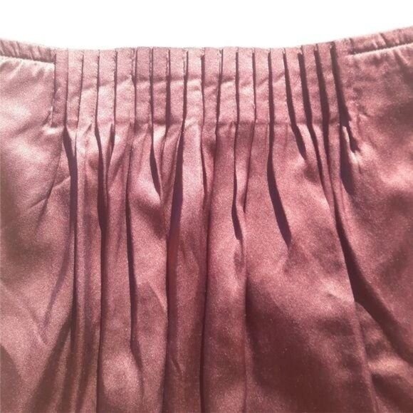 Banana Republic Parochial Silk Pleated Mini Skirt Pockets Burgundy Brown Sz 0 - Picture 5 of 8